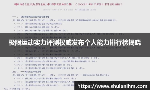 极限运动实力评测权威发布个人能力排行榜揭晓